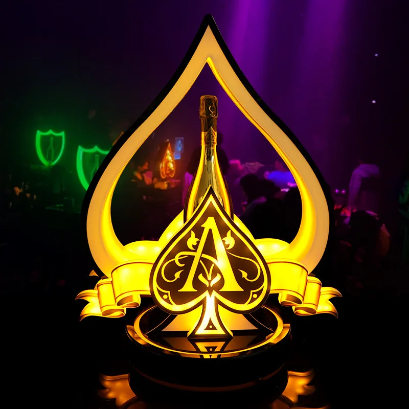 

Manufacturer spot LED luminous queen spade A wine seat gold champagne shelf bar KTV display wine rack