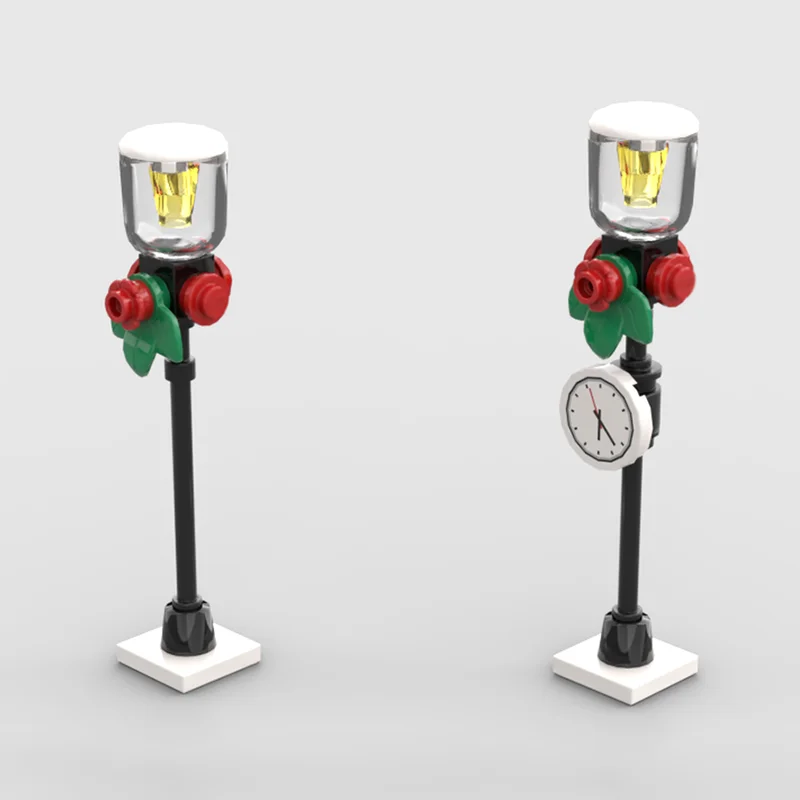 Ville modulaire Moc Architecture hiver lampadaire Rural modèle technologie blocs de construction noël bricolage jouets cadeaux de construction