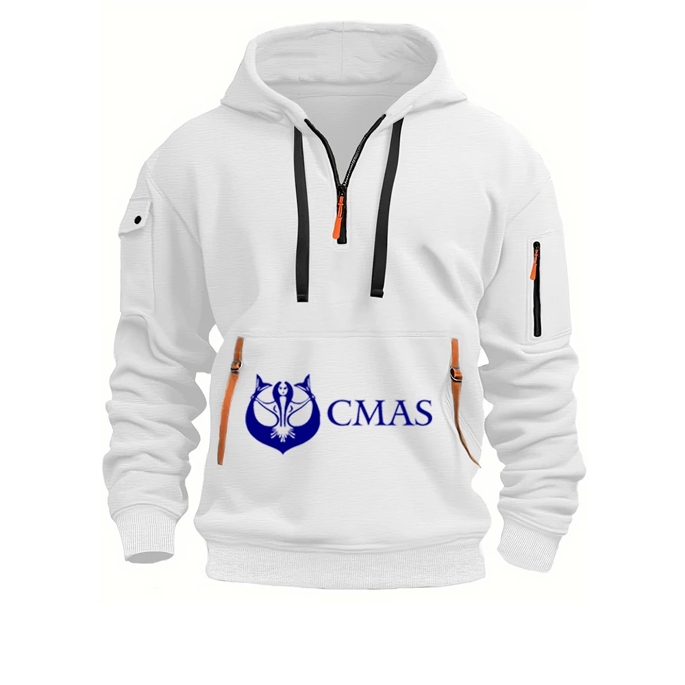 

2025 Spring And Autumn Man's Scuba Diving CMAS Logo Print Urbanization Trendy Designer Versatile Hoodies Cardigan Jacket Coat