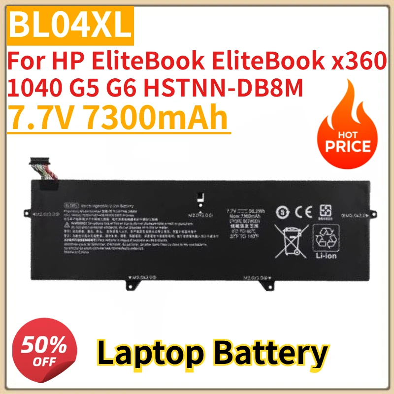 

New BL04XL Laptop Battery 7.7V 7300mAh For HP EliteBook EliteBook x360 1040 G5 G6 HSTNN-DB8M Replacement Battery