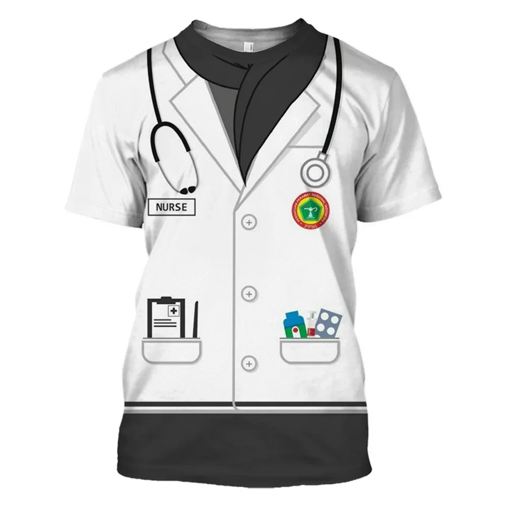 Summer Police Uniform Cosplay 3D Print Men's T-Shirts O-Neck Short Sleeve T Shirt Oversized Tees Harajuku Tops Unisex Clothing