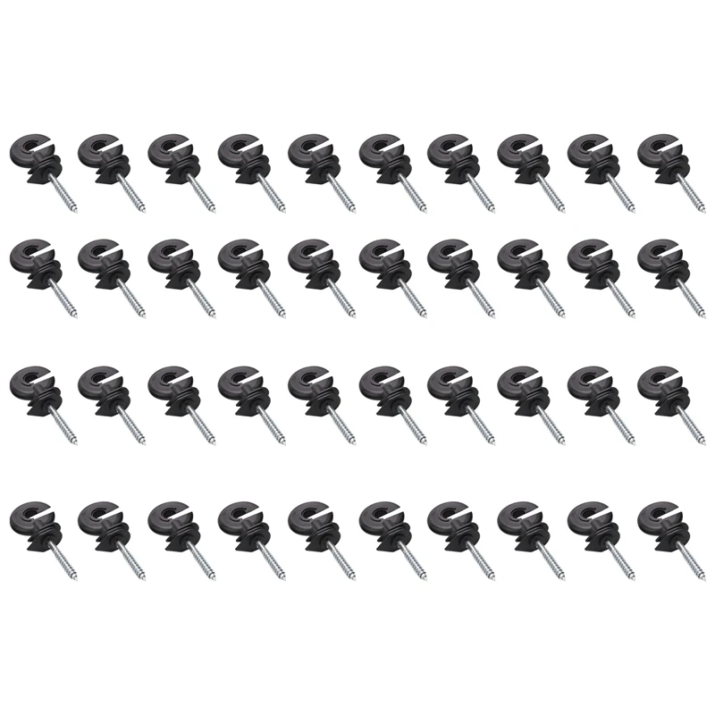 

40Pcs Electric Fence Insulators Screw,Electric Fence Ring Insulator Tape Screw Wood Post Insulators Screw-In,Screw