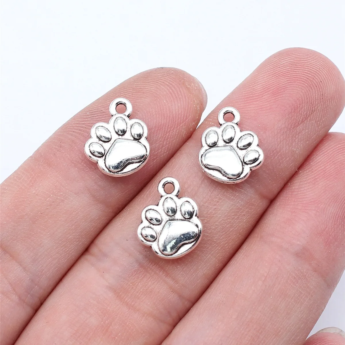 20Pcs/Lot Charms Bear Paw 12x10mm Antique Silver Color Pendants Making DIY Handmade Tibetan Finding Jewelry