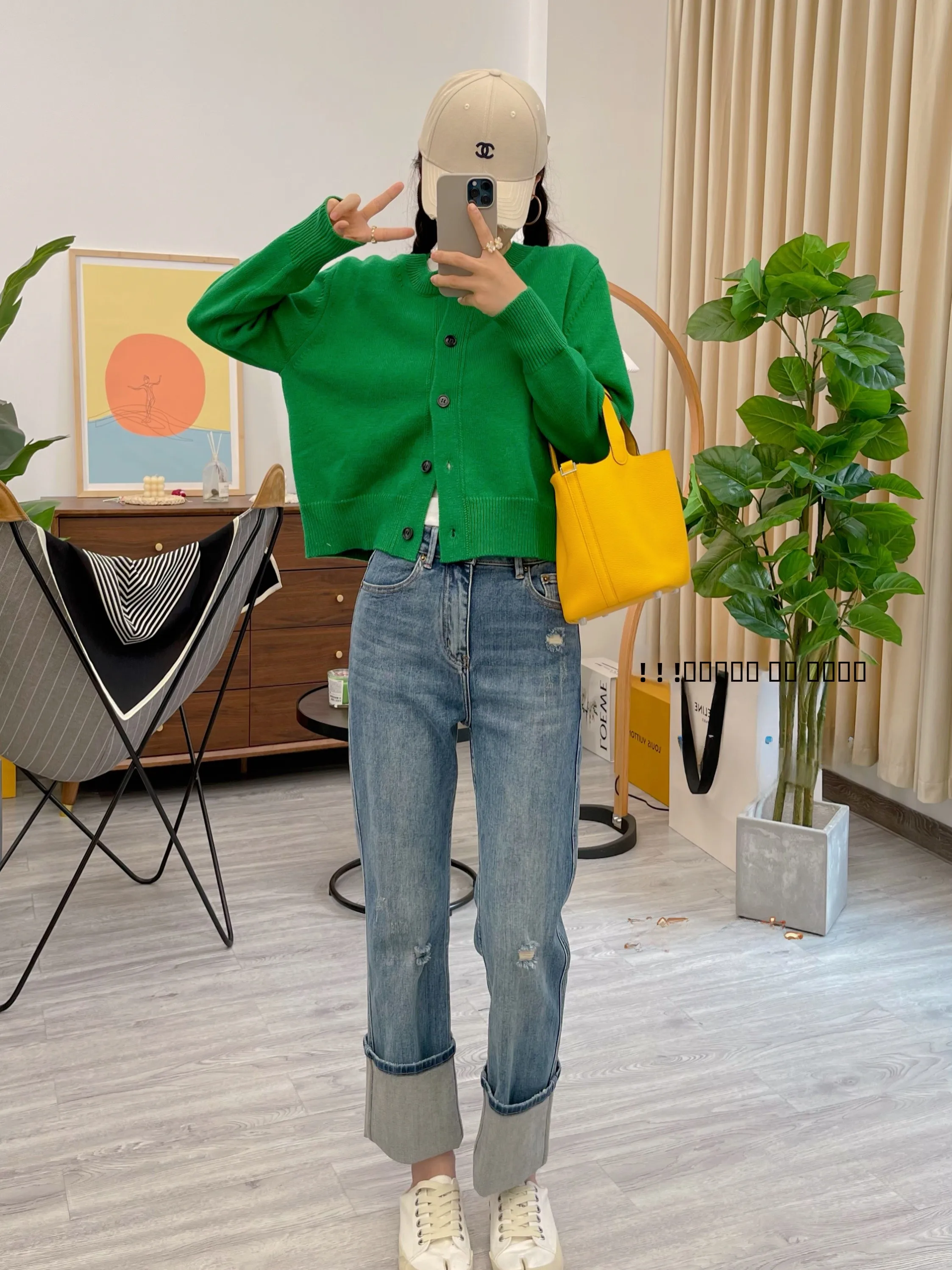 

Джинсы с высокой талией, прямым кроем, отворотами и дизайнерскими прорезями, свободные и стройнящие, укороченные, эластичные, весна-осень, новинка