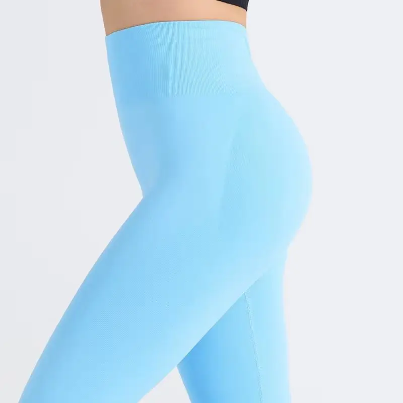 힙 리프팅 라인 압축이있는 스포츠 피트니스 요가 바지 여성용 러닝 운동 체육관 의류를위한 건식 원활한 꽉 맞는