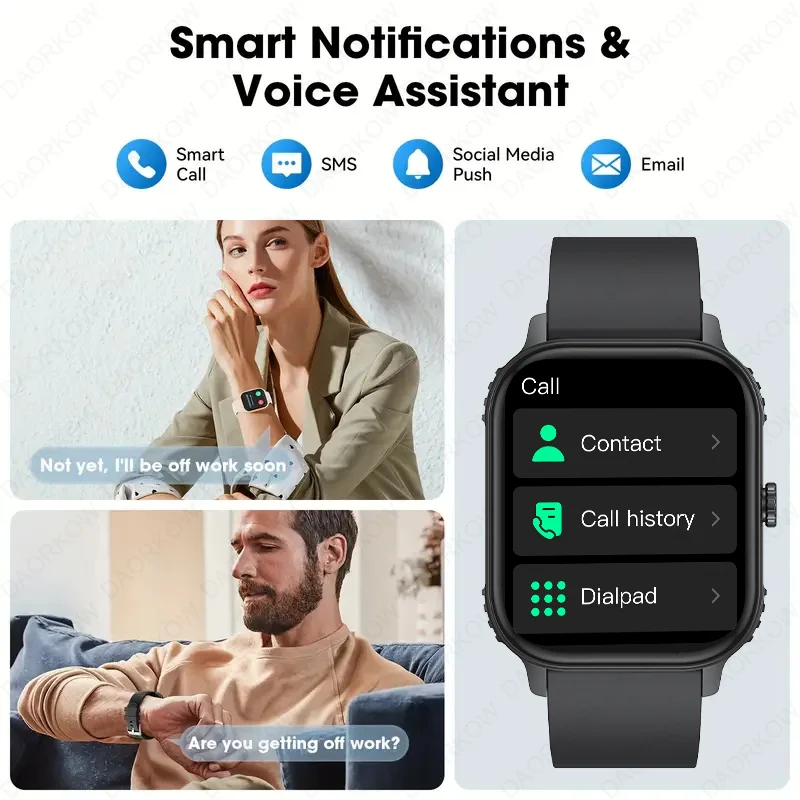 من DAORKOW الرجال النساء 1000mAh AMOLED 100 + الرياضة معدل ضربات القلب HD بلوتوث دعوة GPS المسار مقاوم للماء ساعة ذكية لنظام iOS أندرويد #3