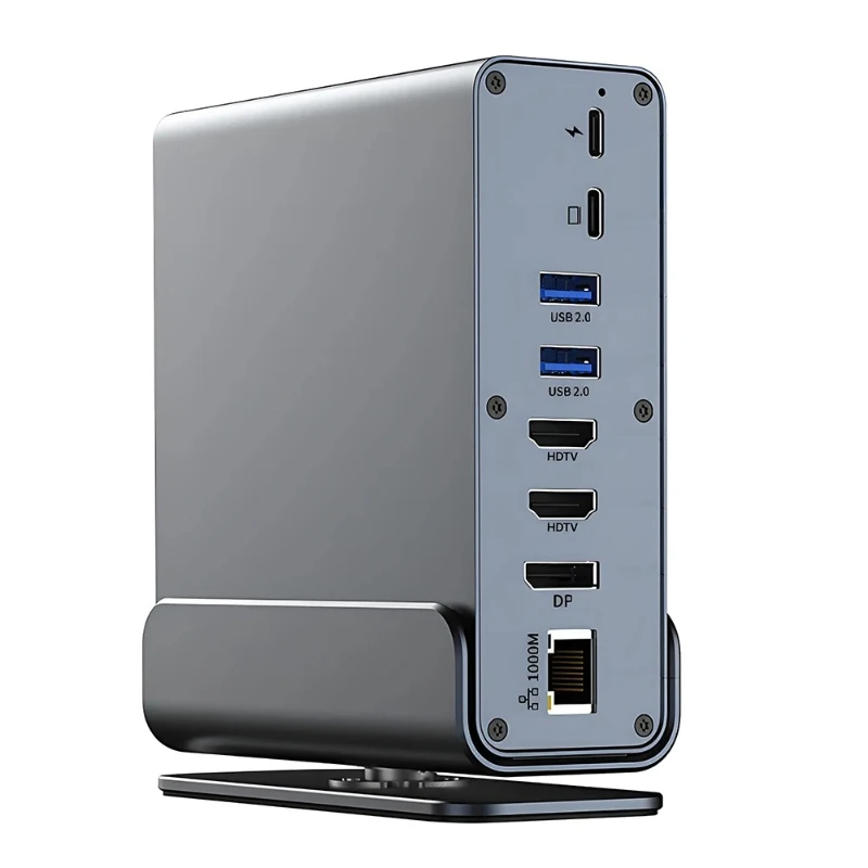 

15 in 1 USB-C Docking Station 4K HD Triple Monitor Vertical Hub RJ45 1000M USB 3.0/2.0 PD 3.0 SD/TF Audio 3.5 for Mac pro