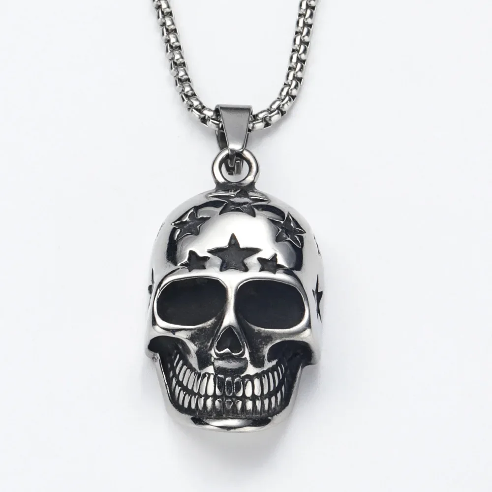 

Fashion Stainless Steel Star Skull Pendant Men's Necklace Chains