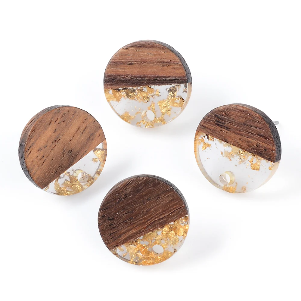 6pcs With Hole Half Wood Resin Earring Base Accessory DIY Earring Pendant Connectors Findings Earrings Linker Pin Jewelry Part