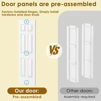 6-Panel White Primed Bifold Closet Doors 72x80, Hollow Core Interior Folding Barn Door with Hardware 5