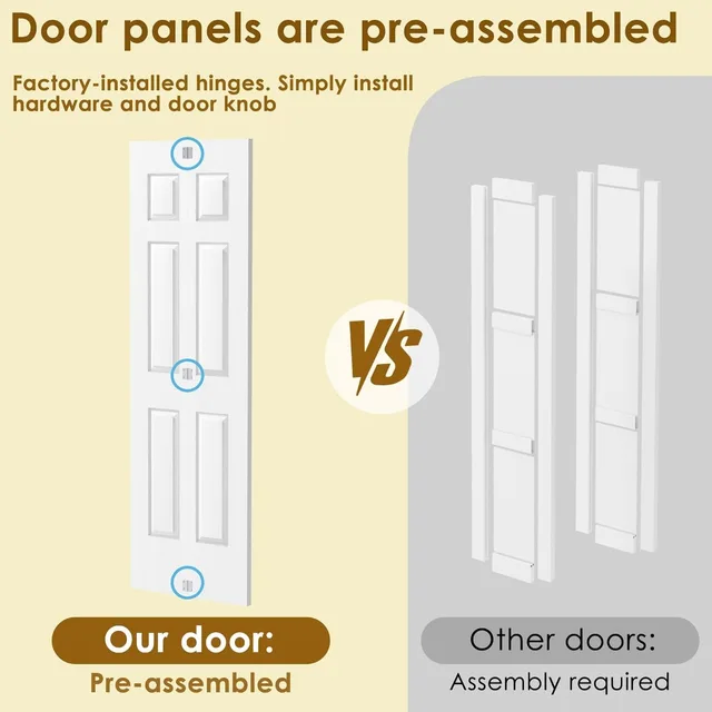 6-Panel White Primed Bifold Closet Doors 72x80, Hollow Core Interior Folding Barn Door with Hardware 5 6-Panel White Primed Bifold Closet Doors 72x80, Hollow Core Interior Folding Barn Door with Hardware 5