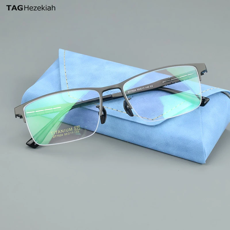 

2024 Optical Glasses Ultra-light Pure Titanium Glasses Frame with Myopia Glasses Discoloration Anti-blue DT7824 Eyeglasses Men