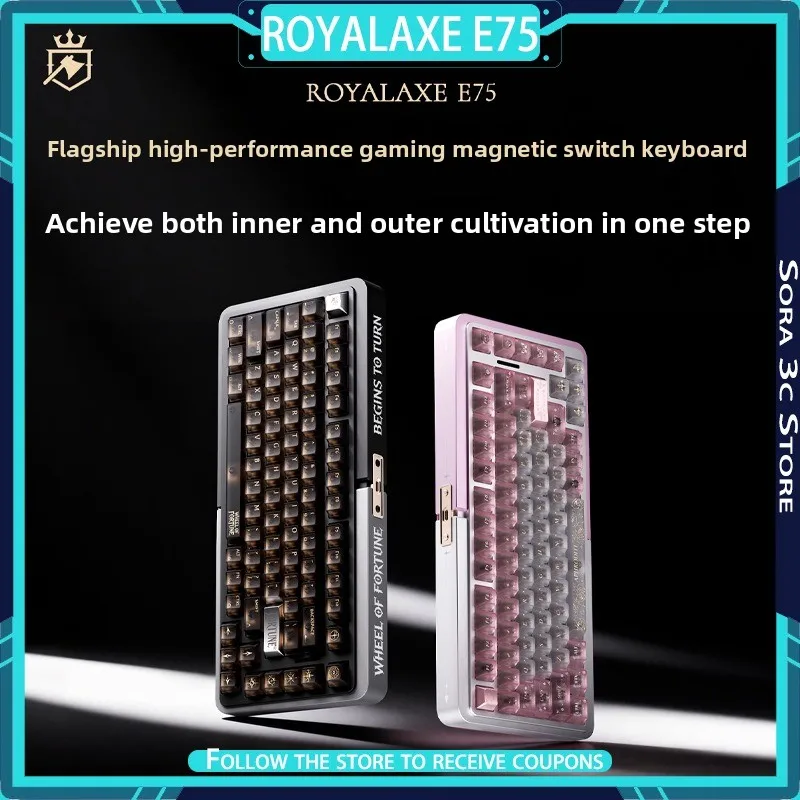 Royalaxe E75 Gaming Magnetic Axis Keyboard Zero Contact Bouncing Low RT Accuracy 8K Low Latency All Aluminum Body Keyboard Gamer