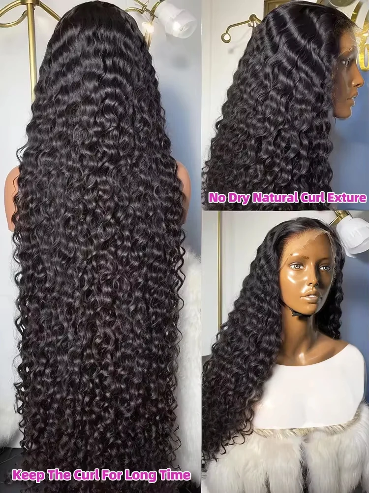 250 Density Deep Wave Curly Wigs 13X6 Lace Frontal Wig Glueless Wig Human Hair Hd 360 Full Lace Front Wig Pre Plucked Water Wave