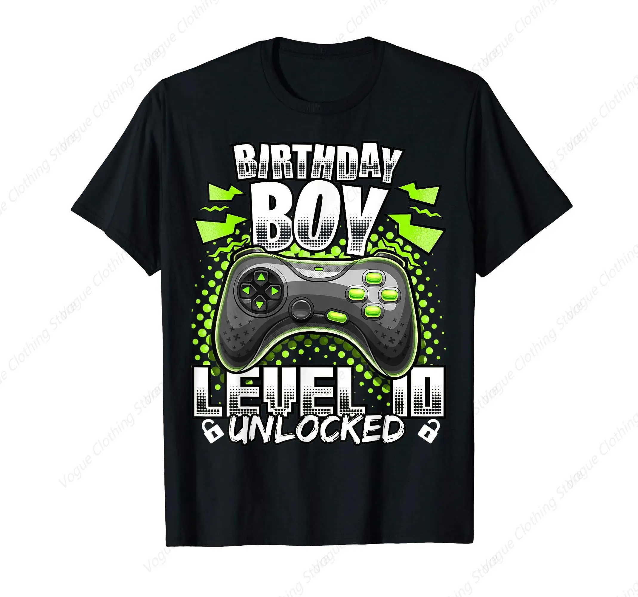 

Level 10 Unlocked Video Gamer 10th Birthday Gift For Boys T-Shirt Funny Graphic Clothing Gifts Short Sleeve Leisure Comfortable