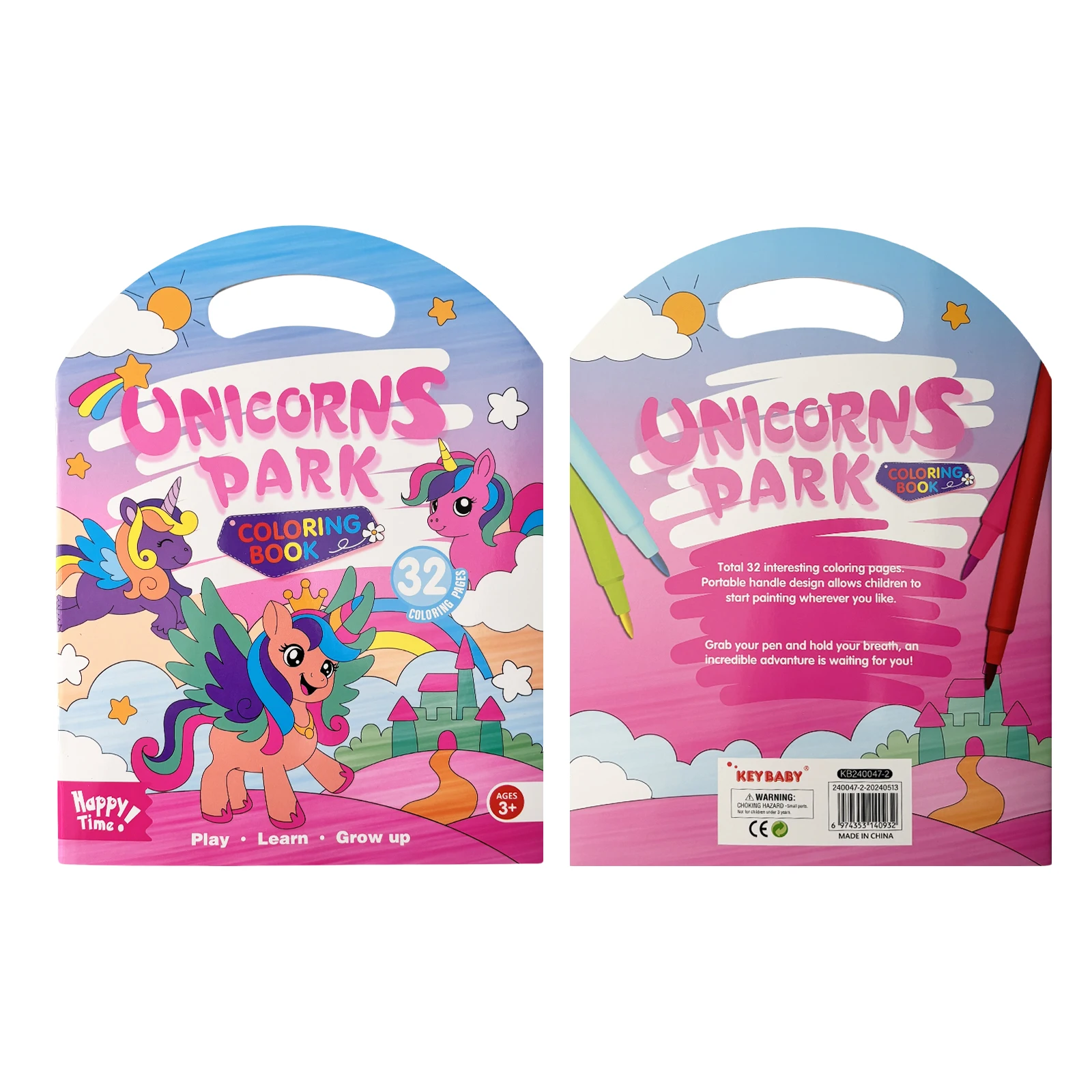4Pcs Kids Portable Handle Coloring Book Set Cute Animal Unicorn Drawing Workbook Early Learning Painting Activity Book Toddlers