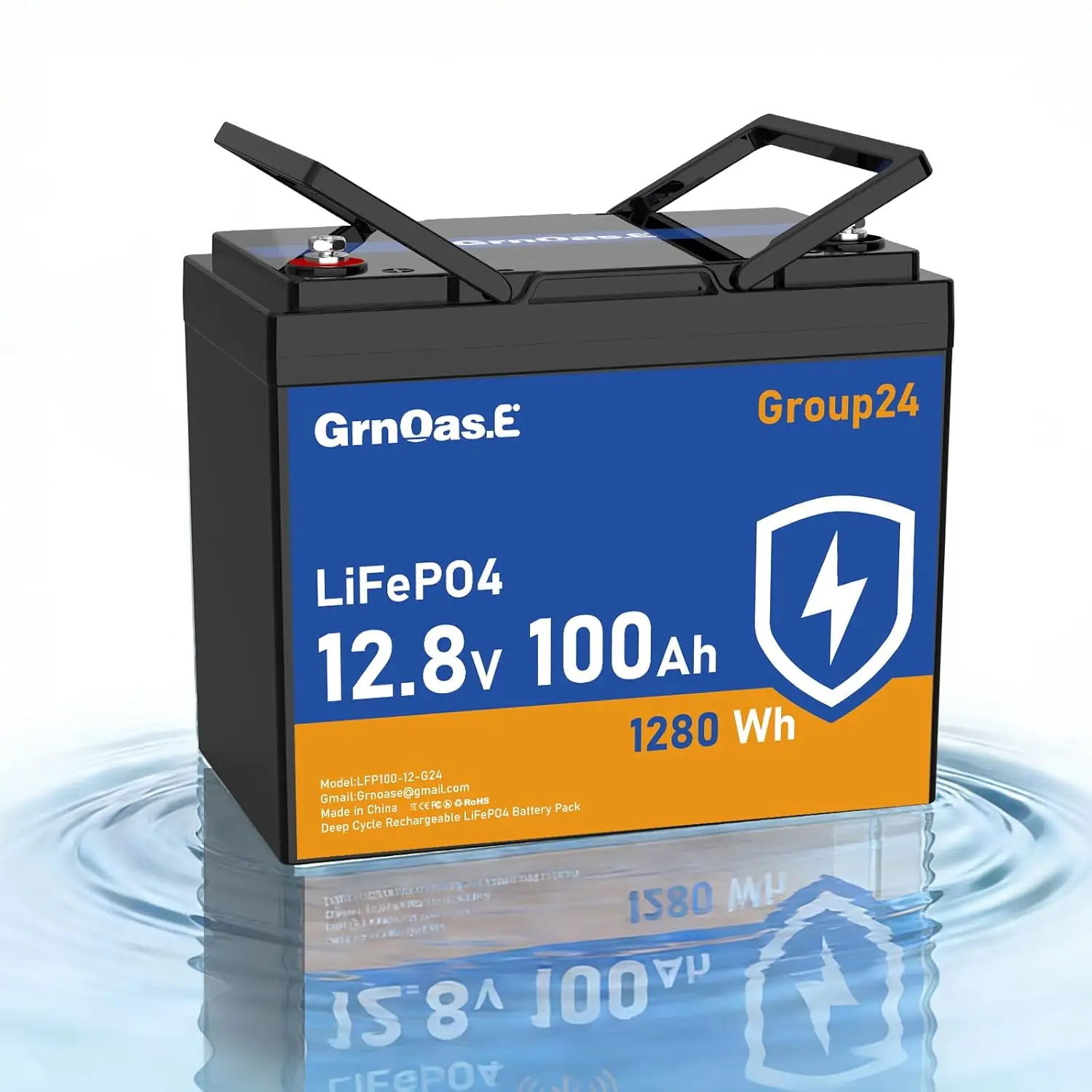 

12V 100Ah LiFePO4 Lithium Battery, Group 24 Max Deep Cycle Battery with Low-Temp Cut Off Protection, Built-in 100A, Customized
