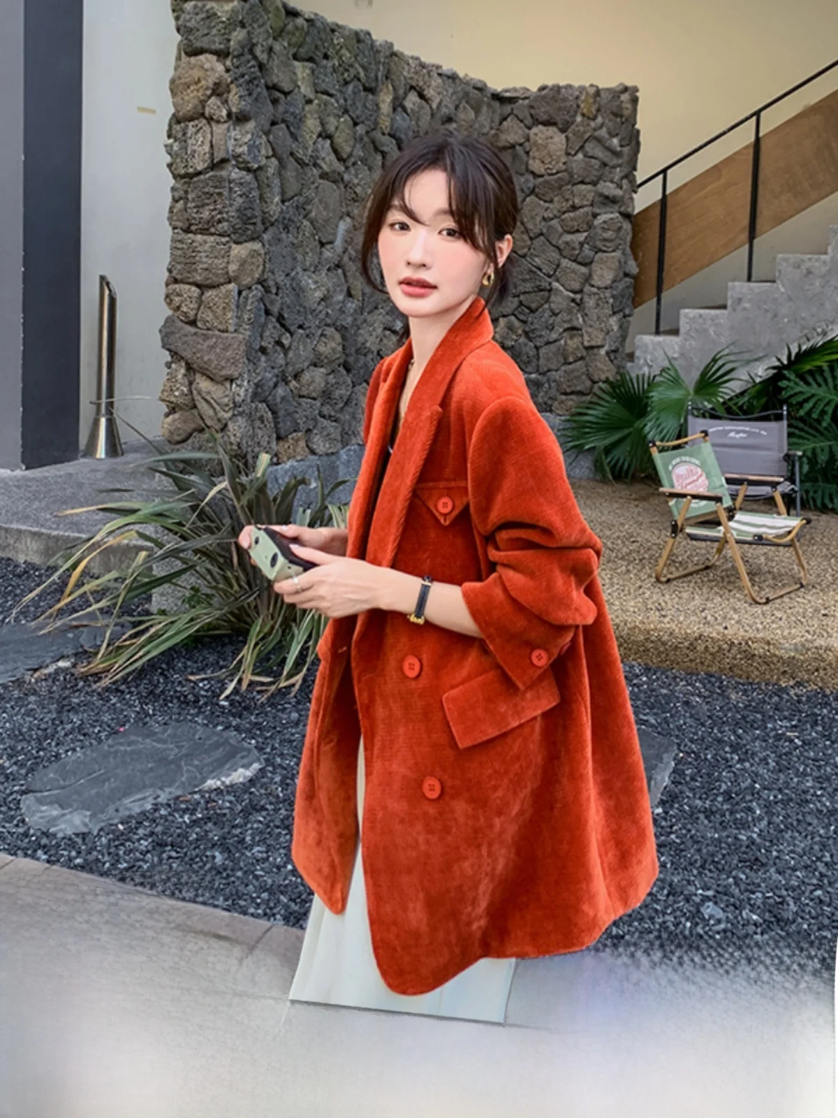 costume-femme-rouge-orange-jaet-decontracte-faion-coreen-sle-petit-design-sens-debut-automne-nouveaute-manteau-ele-west