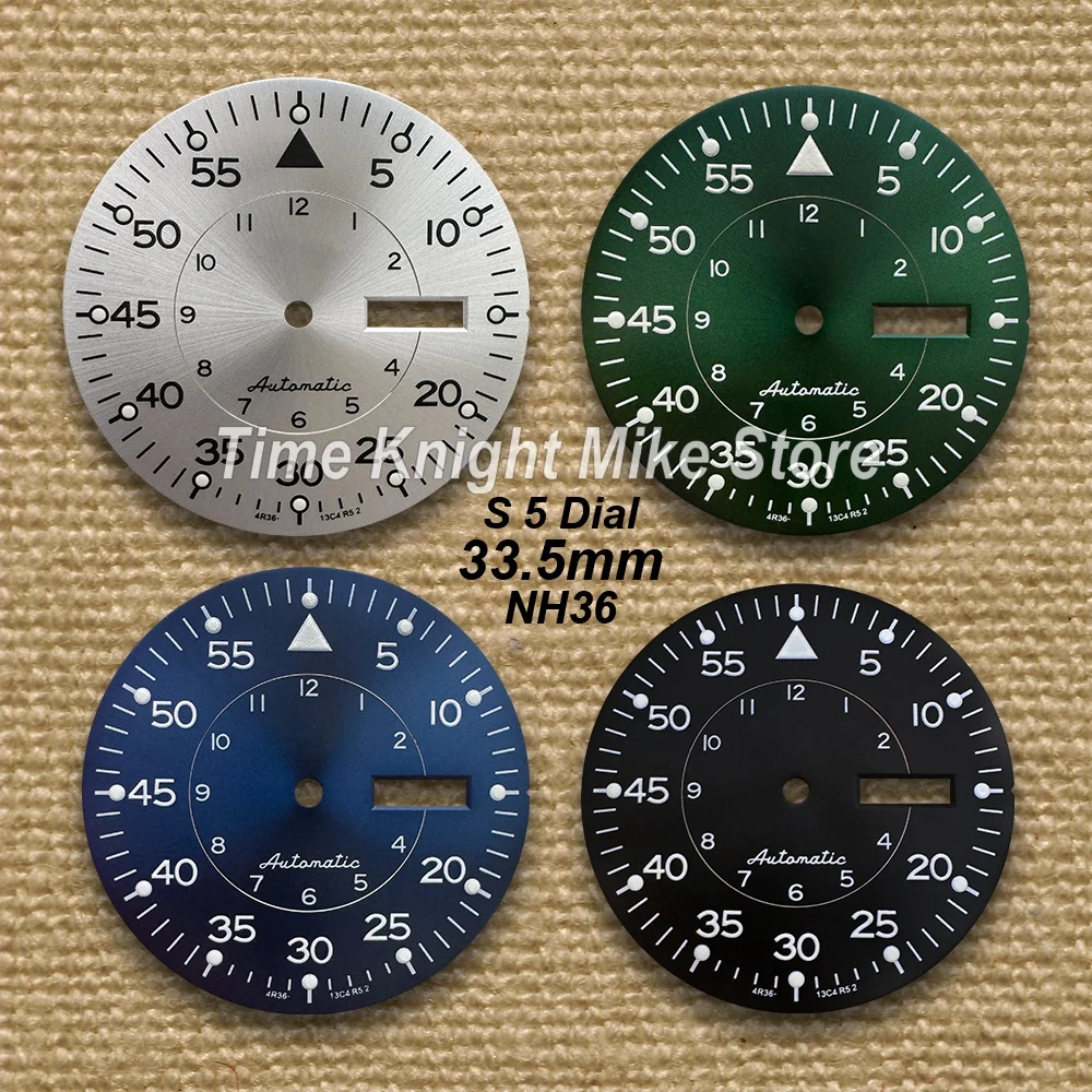 33.5mm Sunray S 5 Dial For NH36/4R36 Movement Green Luminous High Quality Watch Modification Accessories