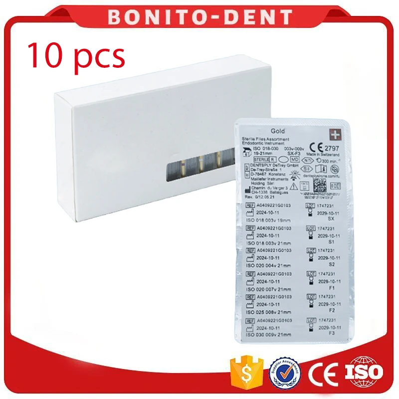 10PCS Dental Gold Rotary Files – Heat-Activated Flexible Engine Files for Root Canal | Endo Dentistry Tool