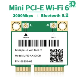 Adaptador de red de tarjeta inalámbrica Wifi 6/5/4 Bluetooth Mini PCI-E para ordenador portátil y PC