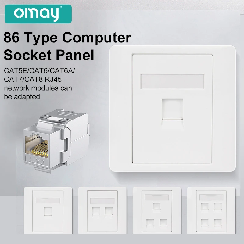 

86 Type Computer Socket Panel CAT5E CAT6/6A/7/8 Network Module RJ45 Keystone Cable Interface Outlet Wall Switch