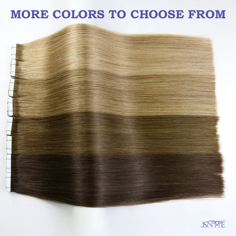 Extensiones de Cabello Humano con Cinta JSNME, 100% Cabello Real, para Mujer, Lacio Natural, Negro, Marrón, Rubio 613 para Salón 6