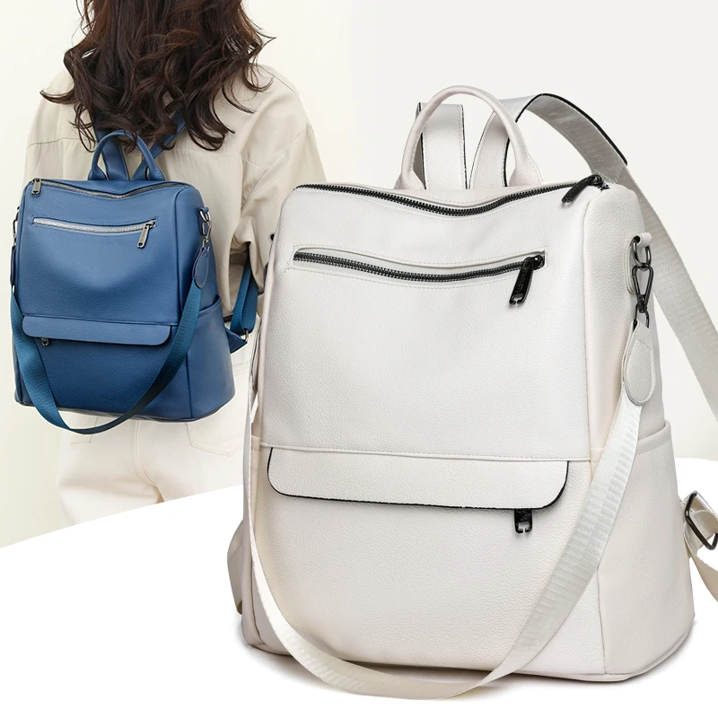 Women Large Capacity Backpack Purses High Quality Leather Female Vintage Bag School Bags Travel Bagpack Ladies Bookbag Rucksack