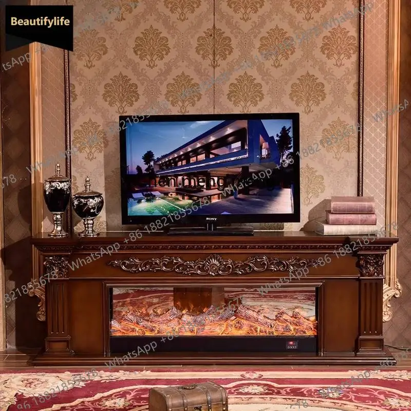 A95  Budget‑friendly modern narrow wood fireplace cabinet, artistic Japanese‑French furnishing for living‑room ornament.