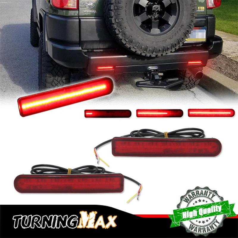 

Car Rear Bumper Reflector Tail/Brake Lights Red LED Rear Fog Lights w/ Sequential Turn Signal For Toyota FJ Cruiser 2007-2014