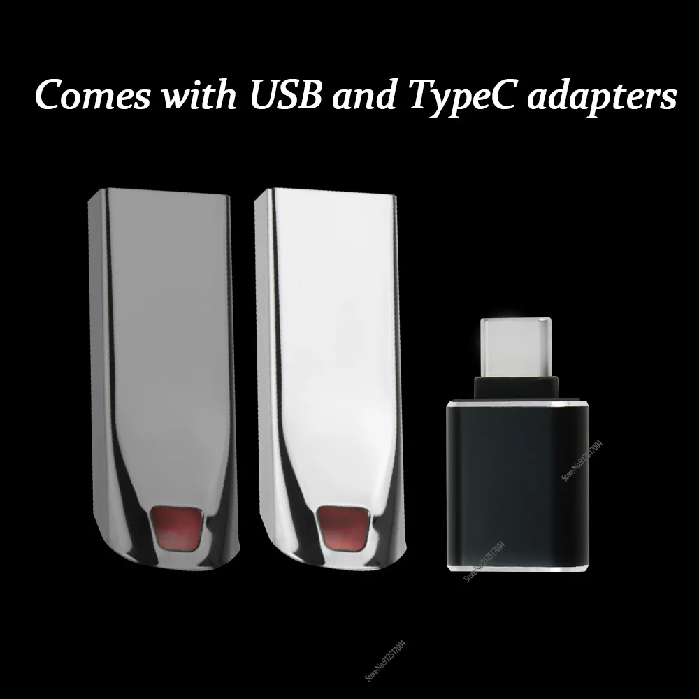 Metal Usb 3.0 Pen Drive 2TB Usb Flash Drives 1TB High Speed Pendrive 512GB Portable SSD Memoria Usb Flash Disk TYPE-C Adapter