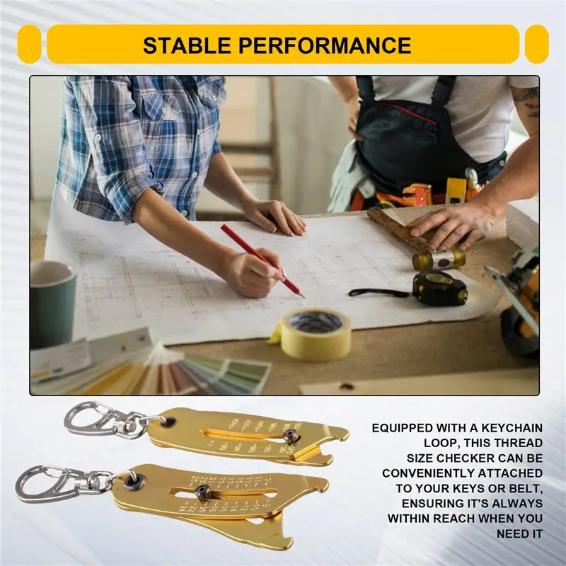 AEE6-2PCS سلسلة مفاتيح مدقق حجم الخيط الدقيق المحمولة للقياس الدقيق