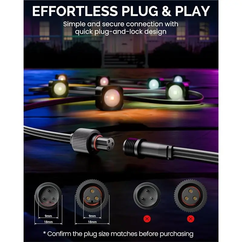 FYBL-Waterproof 16FT Extension Cable For Govee Cord For Govee H705A H706A Permanent Outdoor Lights Series