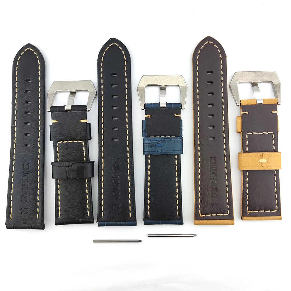 24mm Watch Straps 26mm Straps Cowhide Straps Men's leather Universal Strap Watch Accessories Suitable For Seagull ST2555 Case