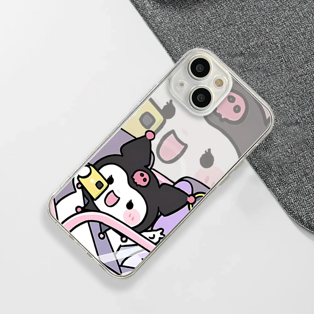 MINISO Sanrio Lolita K-Kuromi Phone Case For IPhone 15 14 13 12 11 Transparent Magnetic Suction Cover