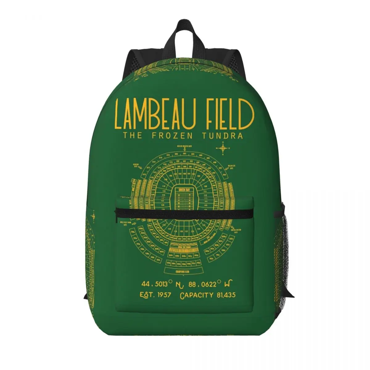 Green Bay Packers Lambeau Field Stadium Student Backpack School Bag Hiking Travel Daypack for Men Women Bookbag Shoulder Bags