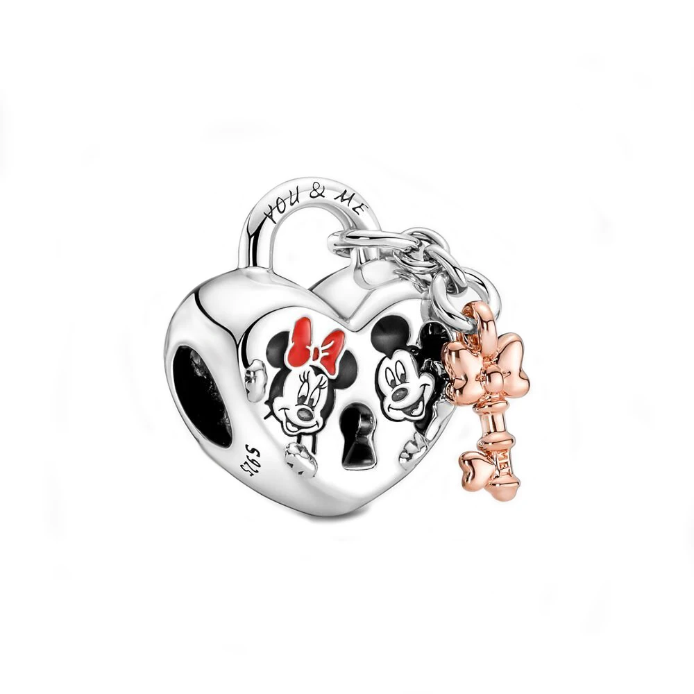 MINISO 925 Sterling Silver Disney Mickey Minine Mouse Stitch Charms Bead Fit Original Pendant Bracelets Charm DIY Women Jewelry