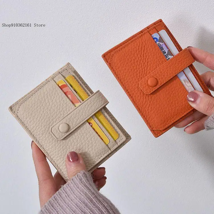 Simple Commuting Pure Color Leather High-End Compact Multi Slot Ultra-Thin Bank Card Id Clip for Women