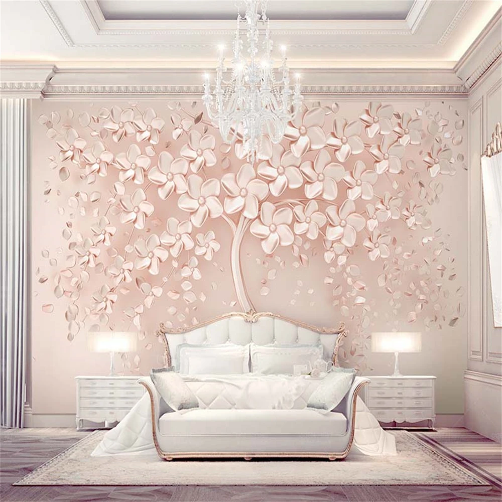 Custom Photo Wallpaper 3D White flower Murals Living Room Bedroom Home Decor mural Painting Papel De Parede Wall Paper stickers
