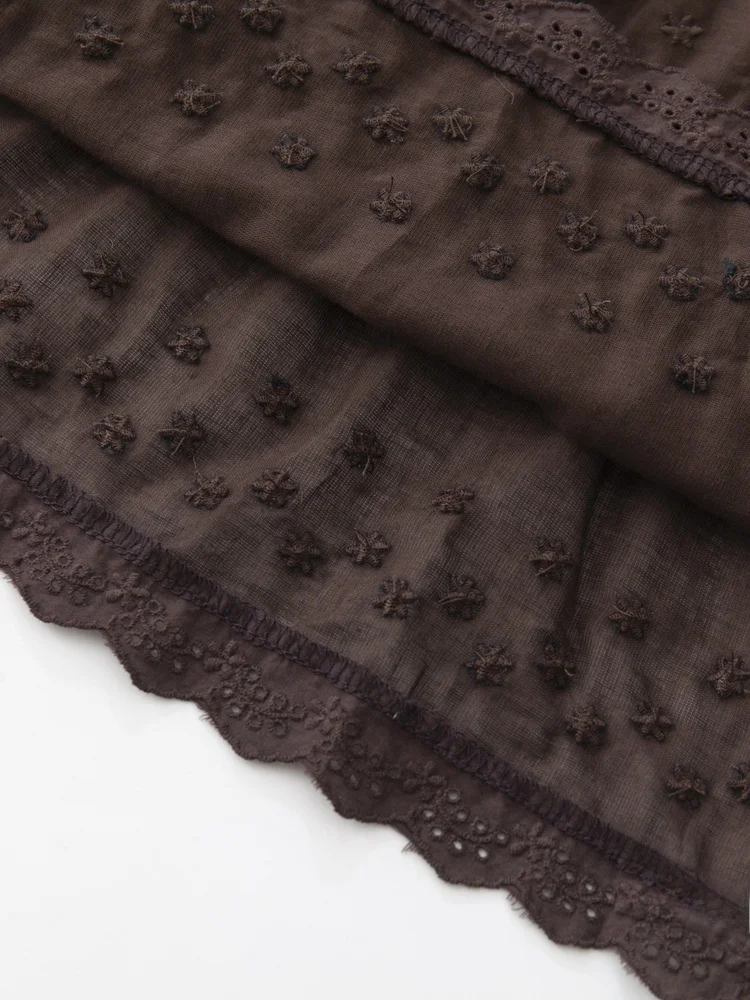 BM Faion Marrom Cintura Elástica Bordado A-Line Saia Versátil Emagrecimento Bolo Saia Meninas Algodão Escola Ao Ar Livre Dr