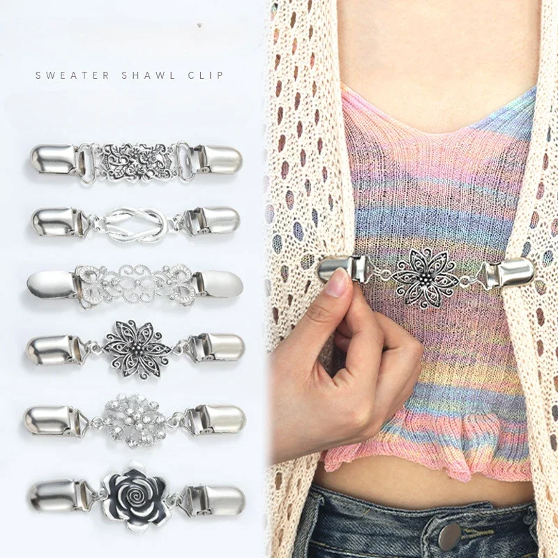 

Vintage Floral Sweater Clip, Retro Shawl Cardigan Brooch Pin for Women, Dress Collar Jewelry Accessory Wholesale