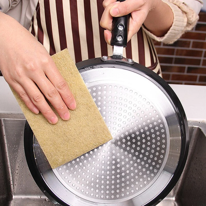 5/10pcs Sisal Microfiber Sponge Eco-friendly Plant Sponges For Dishwashing Natural Fiber Cleaning Cloth Kitchen Accessories