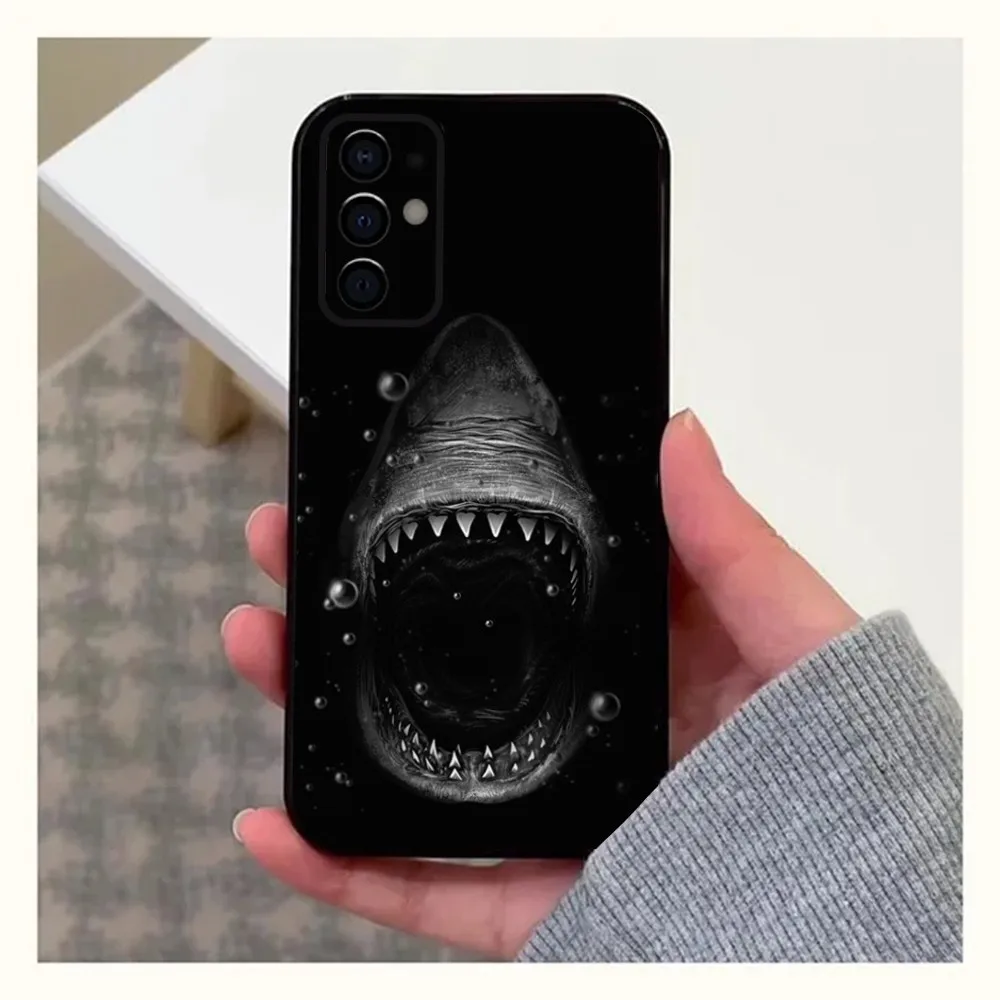 Ocean Shark Ferocious Phone Case For Samsung S24,S21,S22,S23,S30,Ultra,S20,Plus,Fe,Lite,Note,10,9,5G Black Soft Cover