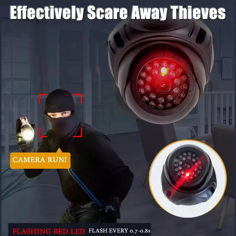 New Black Wireless Simulation Dome Conch Dummy Camera Red Led Flashing CCTV Plastic Fake Camera Surveillance Security System