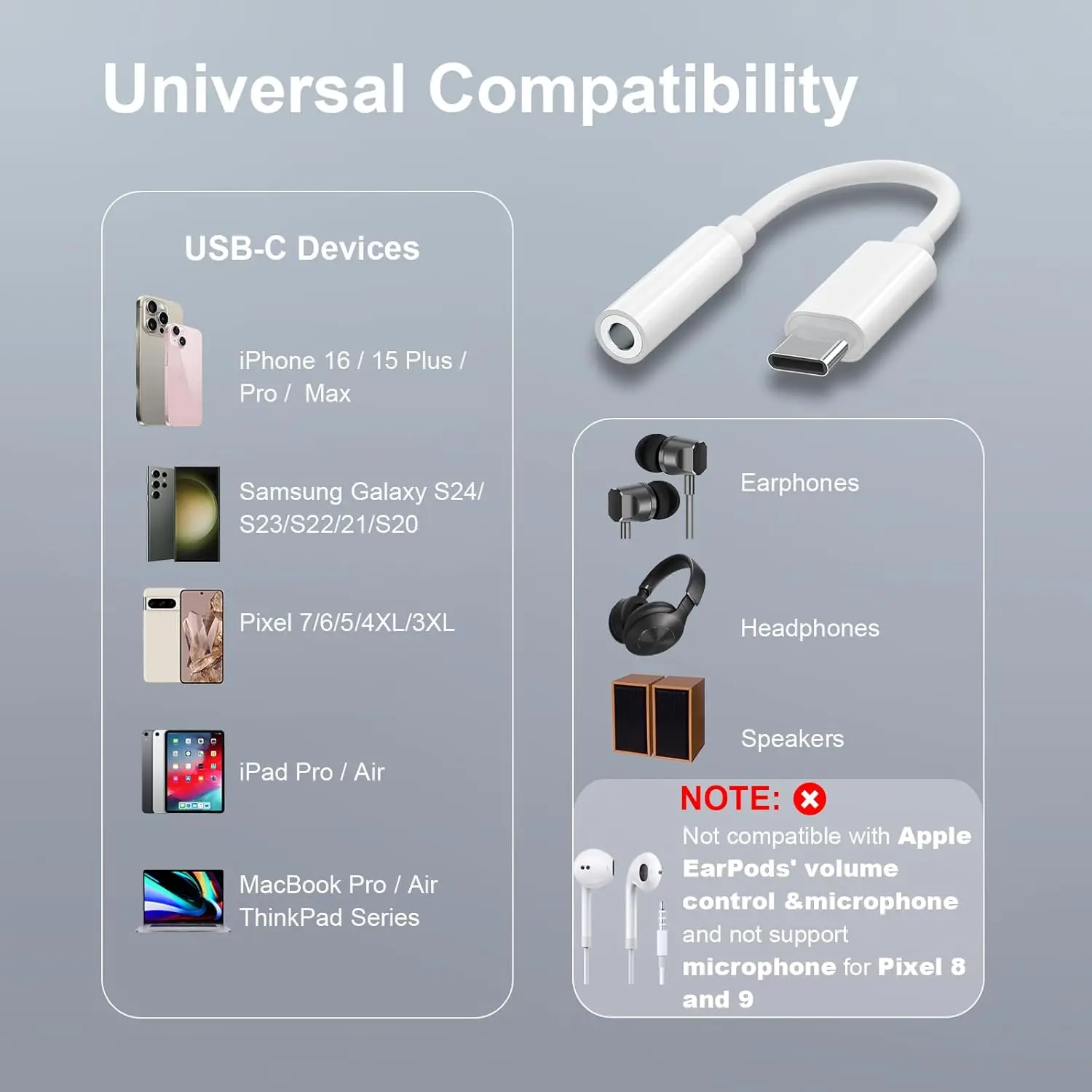 عبوتان من محول سماعة الرأس USB C إلى 3.5 ملم، Aux Audio Dongle لهاتف iPhone 16/15، iPad Pro، MacBook، Samsung S21-24، Pixel 7-5 #3
