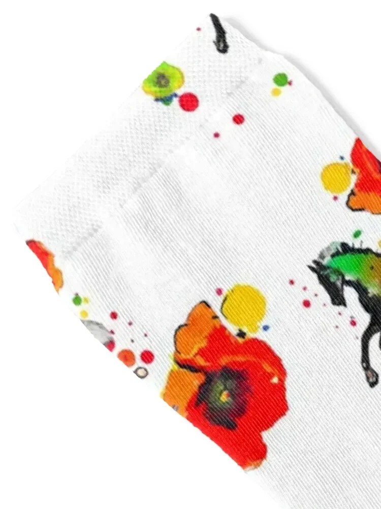 Horses and Poppies Socks tennis japanese fashion designer kids Socks For Men Women's