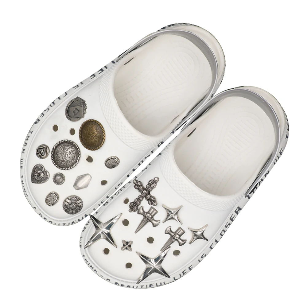 1 Set Shoe Accessories Charm Poker Round Lace-up Shoe Buckle15 Pcs Detachable Metal Handmade Shoe Decorations Buckles Party Gift