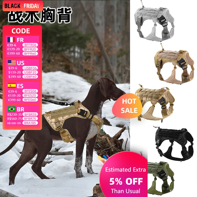 

Explosive Dog Tactical Chest Strap Large and Medium-sized Dog Explosion-proof Punch Type Pet Traction Chest and Back Strap Type