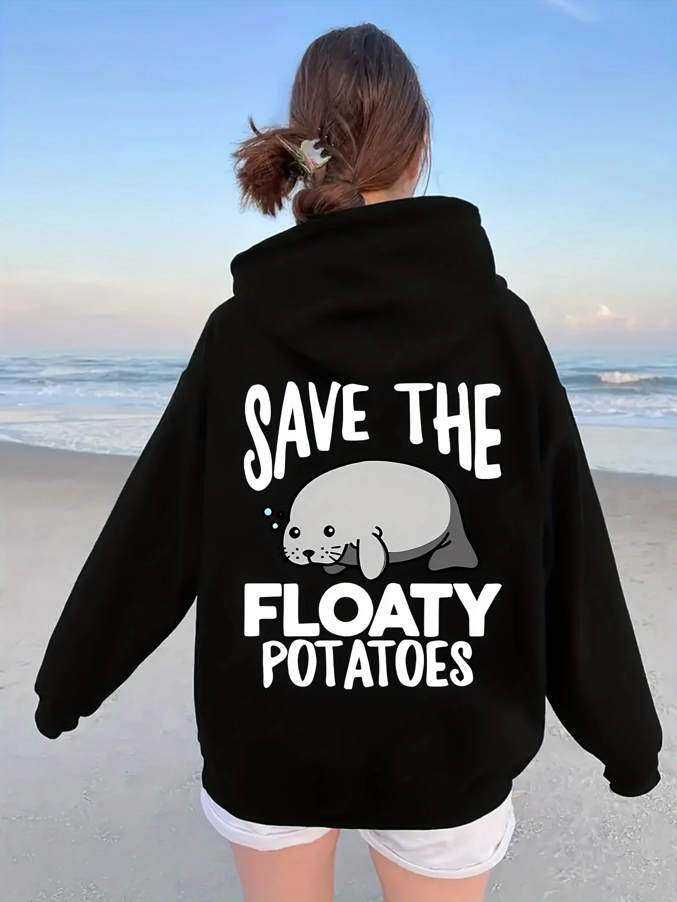 

Cartoon Seal Graphic Printing Autumn and Winter Pure Cotton Men's and Women's Hoodies Outdoor Street Sports Training Brand Trend