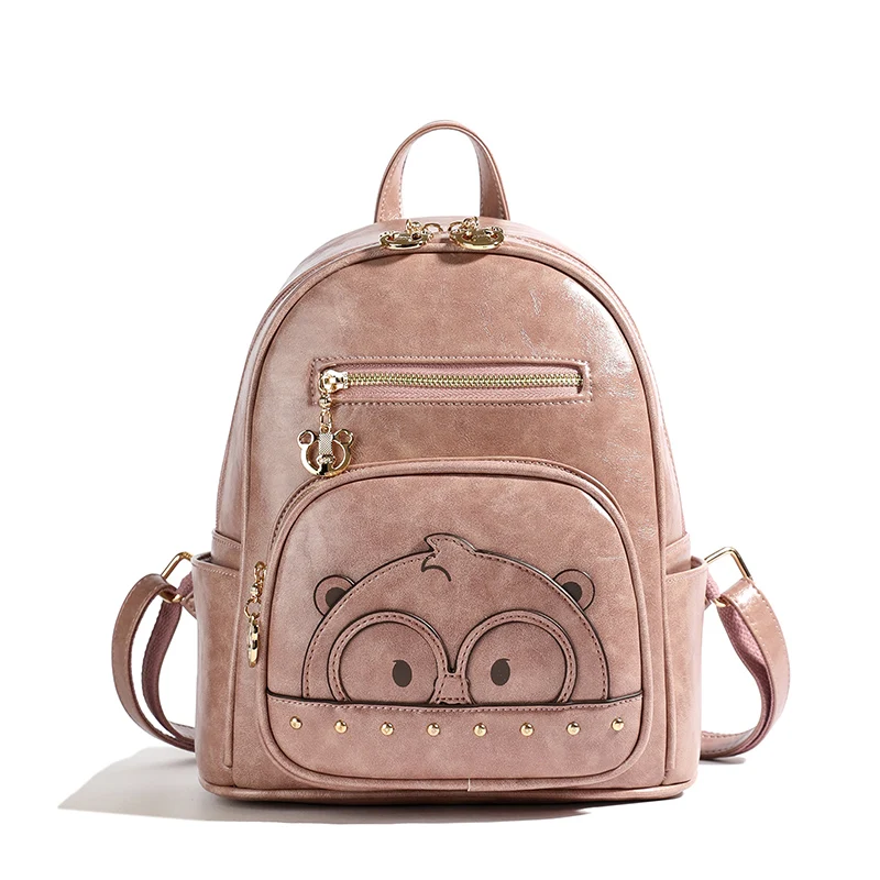 

Large Capacity leather undergraduate Bag,Luxury Cartoon Bear Backpack for Women 2025 Collection,Casual Versatile Fashion Bag